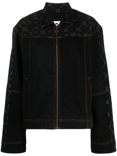 crescent moon-print zip-up denim jacket by MARINE SERRE