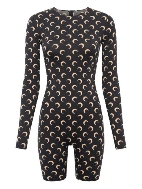 crescent-print long-sleeve jumpsuit by MARINE SERRE