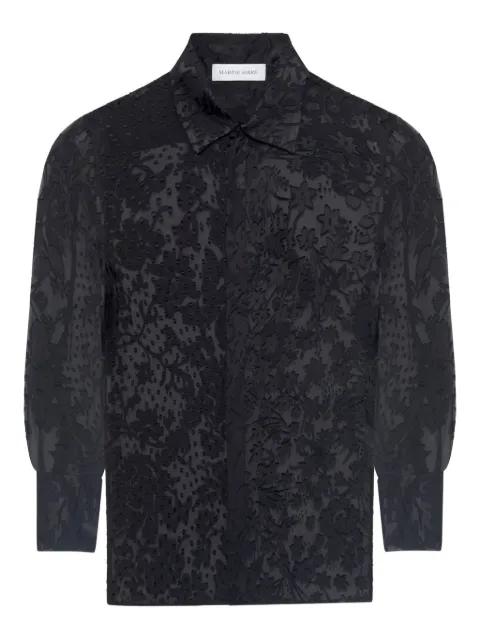 floral-appliqué silk-blend shirt by MARINE SERRE