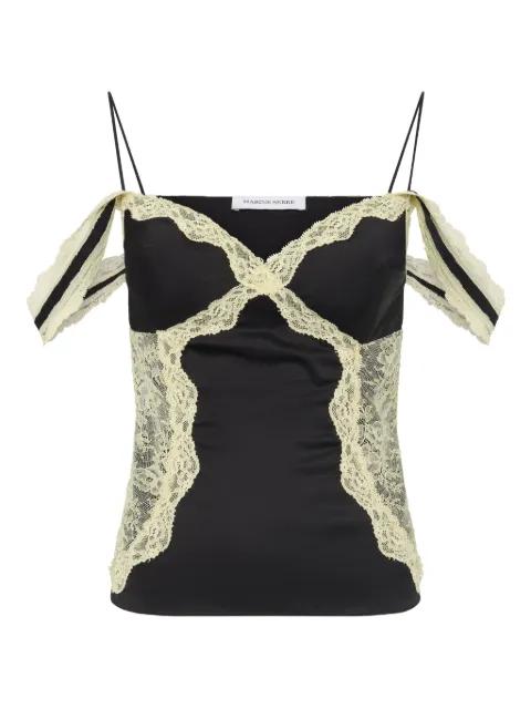 lace-trimmed satin top by MARINE SERRE
