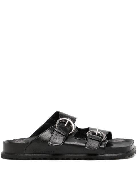 logo-debossed buckle-strap leather sandals by MARINE SERRE