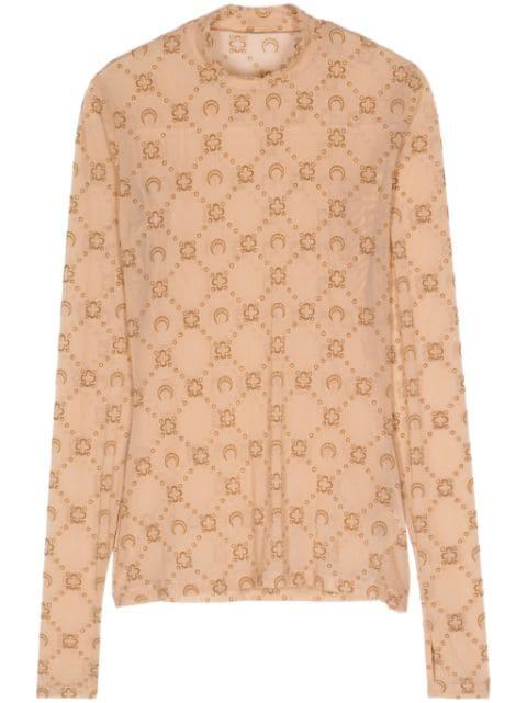mock-neck logo-pattern top by MARINE SERRE