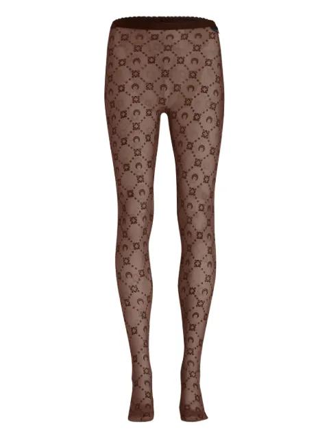 moon-floral flocked mesh tights by MARINE SERRE