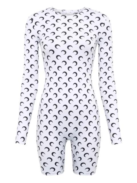 moon-print long-sleeve playsuit by MARINE SERRE