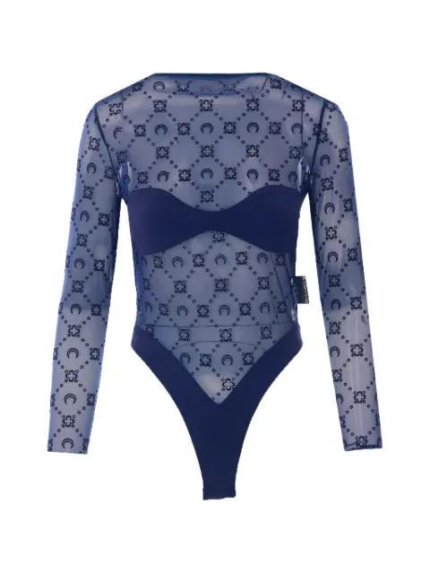 moon-print mesh bodysuit by MARINE SERRE