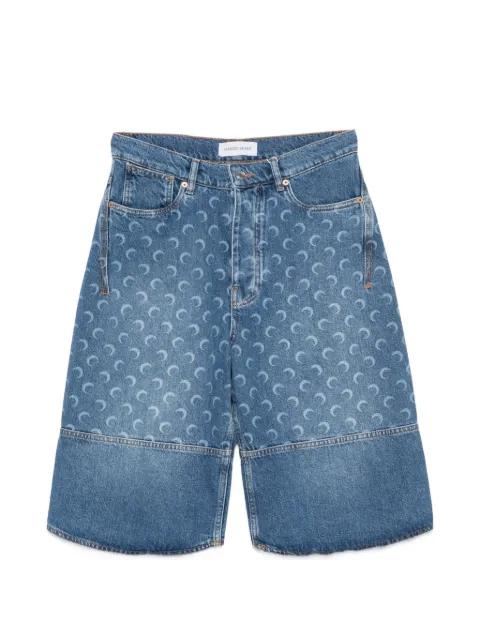 moon-print panelled denim shorts by MARINE SERRE