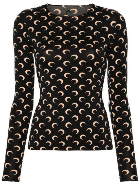 moon-print second-skin crewneck top by MARINE SERRE