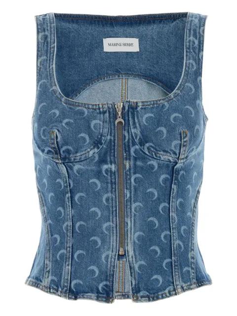 moon-print zip-up blouse by MARINE SERRE