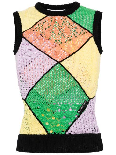 panelled crochet-knit tank top by MARINE SERRE