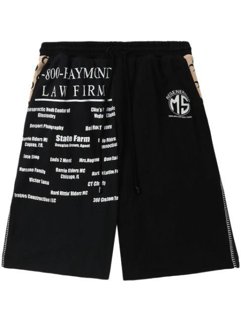 text-print cotton track shorts by MARINE SERRE