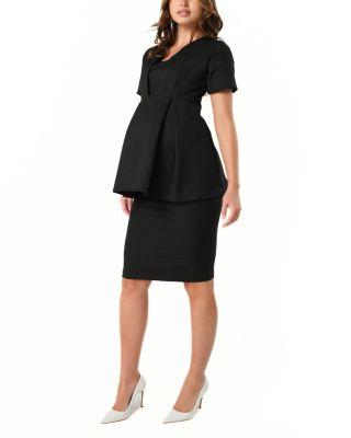 Women's Knee Length Maternity Pencil Skirt with Stretch Bump Panel in Italian Suiting Fabric by MARION