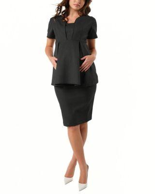 Women's Knee Length Maternity Pencil Skirt with Stretch Bump Panel in Italian Suiting Fabric by MARION