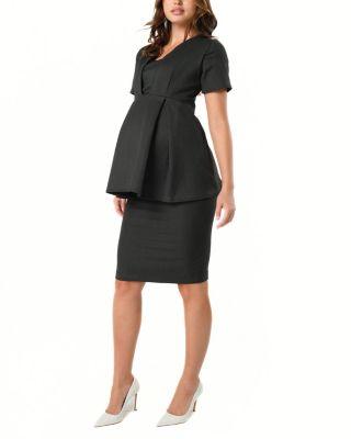 Women's Maternity & Nursing Short Sleeve Empire Waist Top in Italian Stretch Suiting Fabric (Regular & Petite) by MARION