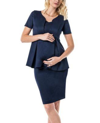 Women's Maternity & Nursing Short Sleeve Empire Waist Top in Italian Stretch Suiting Fabric (Regular & Petite) by MARION