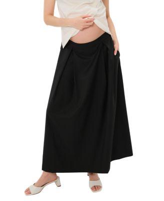 Women's Over-Under Bump Pleated Tencel Maternity Maxi Skirt by MARION