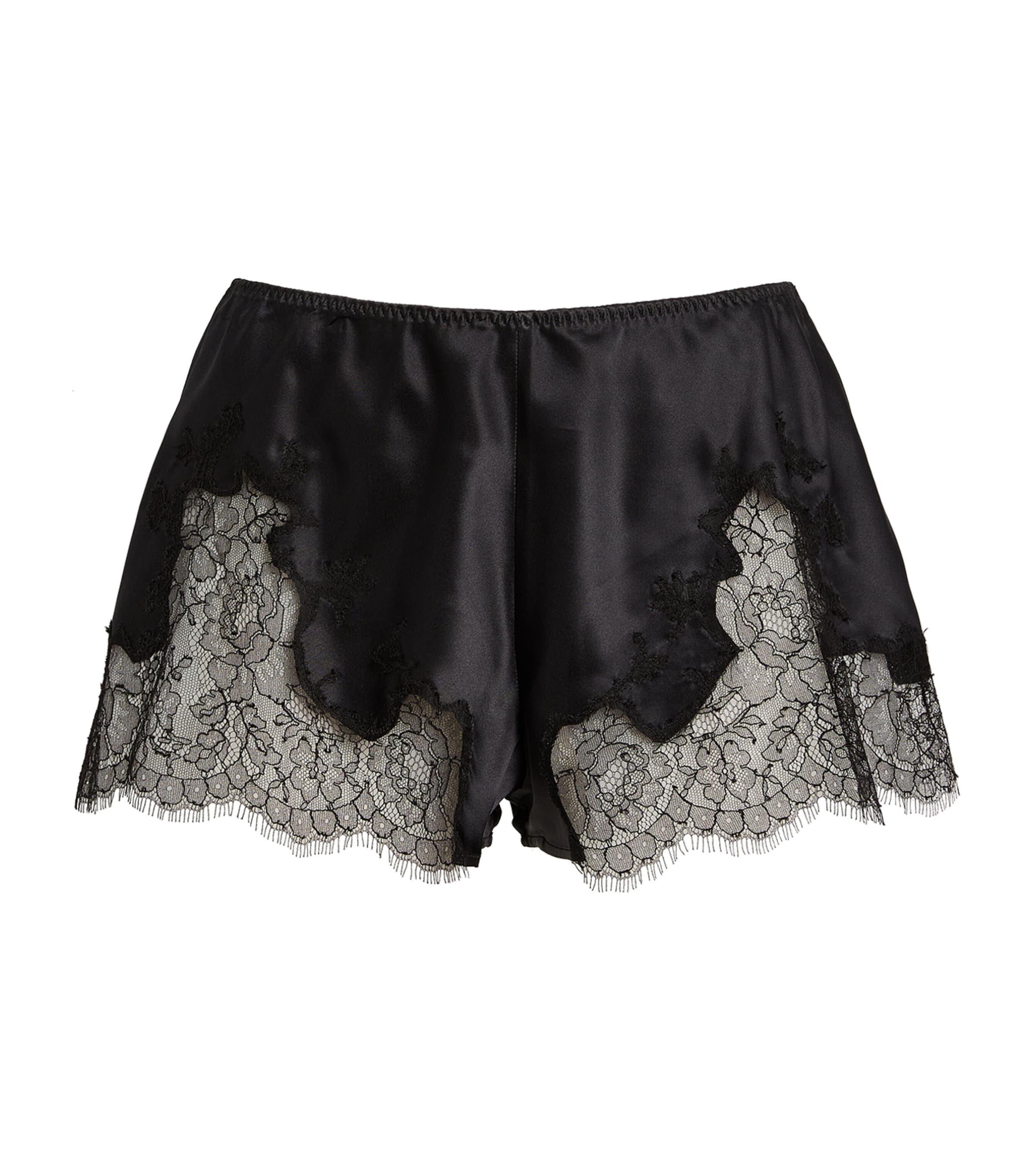 Marjolaine Silk Lace-Trim Baccarat Shorts by MARJOLAINE