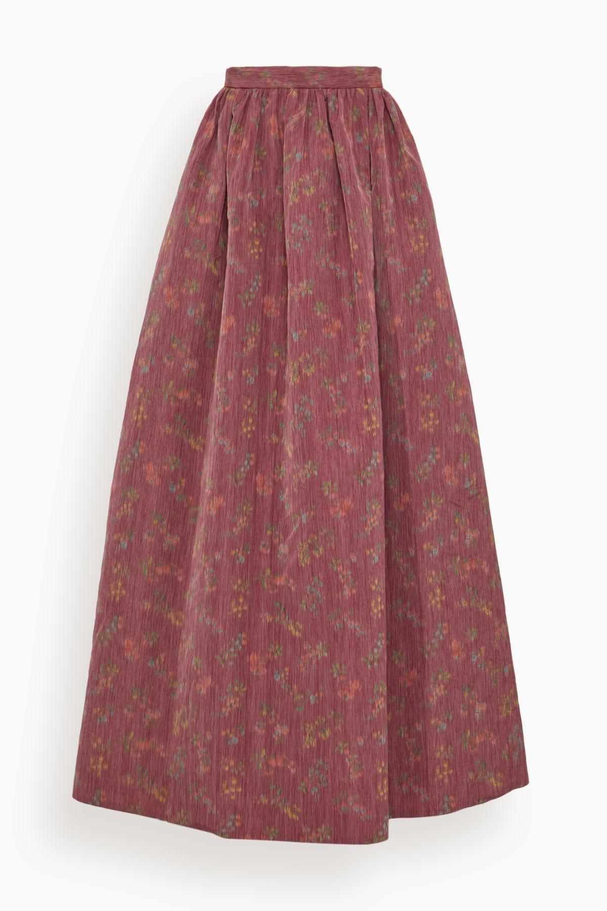Morgaine Gown Length Full Skirt in Raspberry Floral Ikat by MARKARIAN