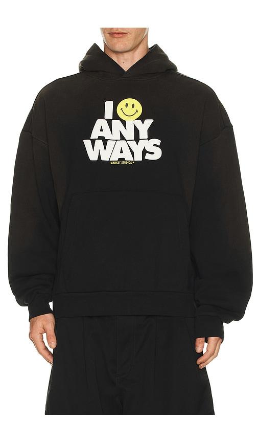 Market Smiley Smile Always Hoodie in Black by MARKET