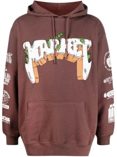 graphic-print drawstring hoodie by MARKET