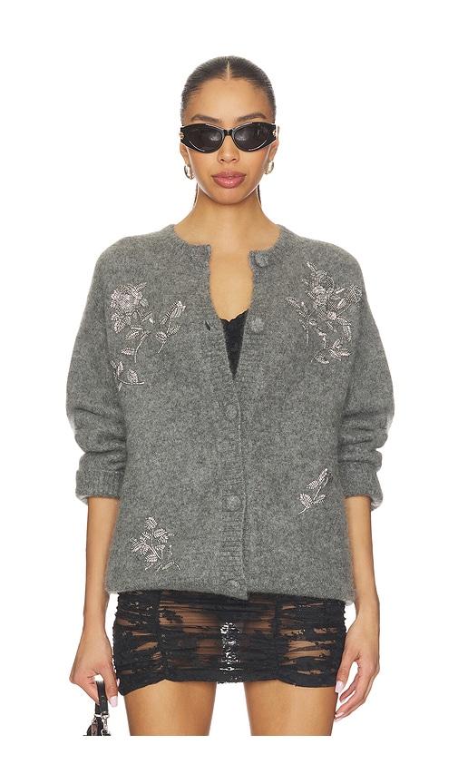 Markgong Beaded Mohair Knit Cardigan in Grey by MARKGONG