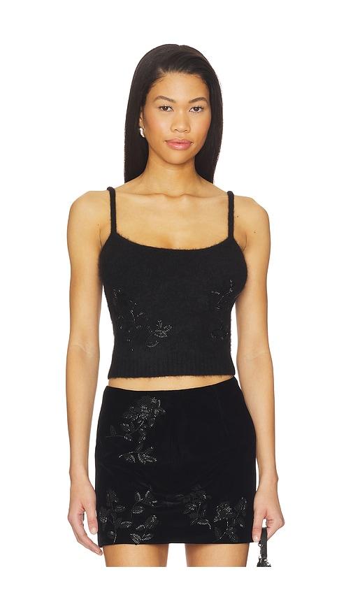 Markgong Beaded Mohair Knit Top in Black by MARKGONG
