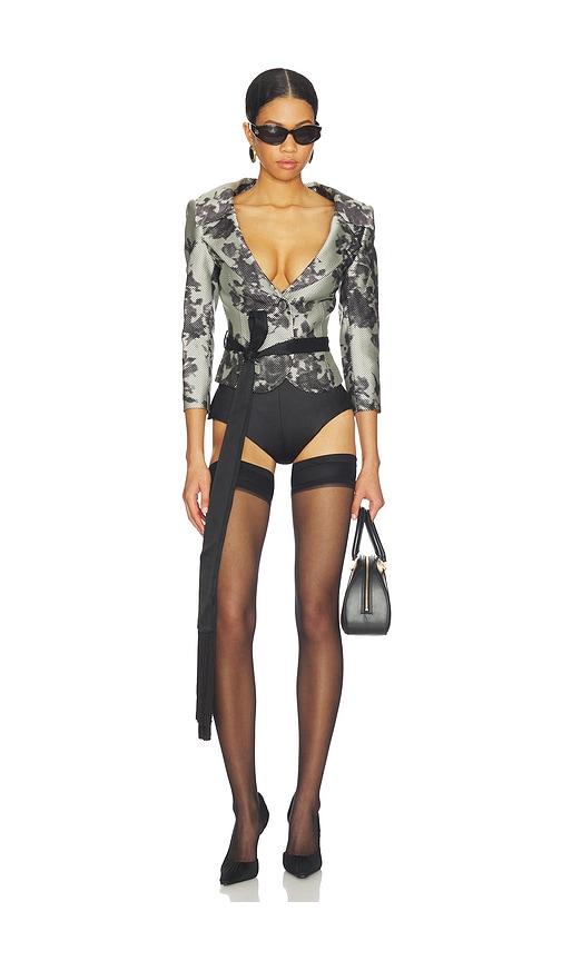Markgong Polka Dot Cropped Jacket in Black,White by MARKGONG