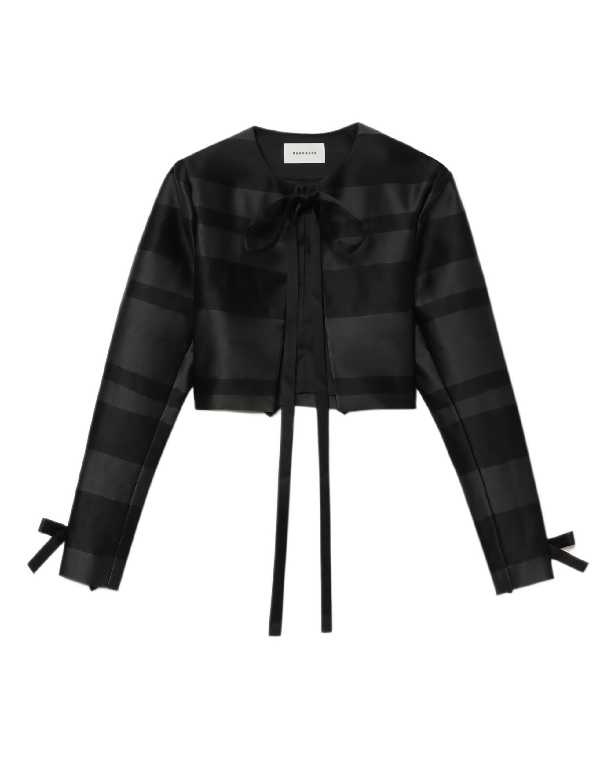 Striped bow-detail jacket by MARKGONG