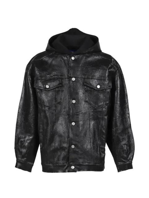 hoodied button jacket by MARKING DISTANCE