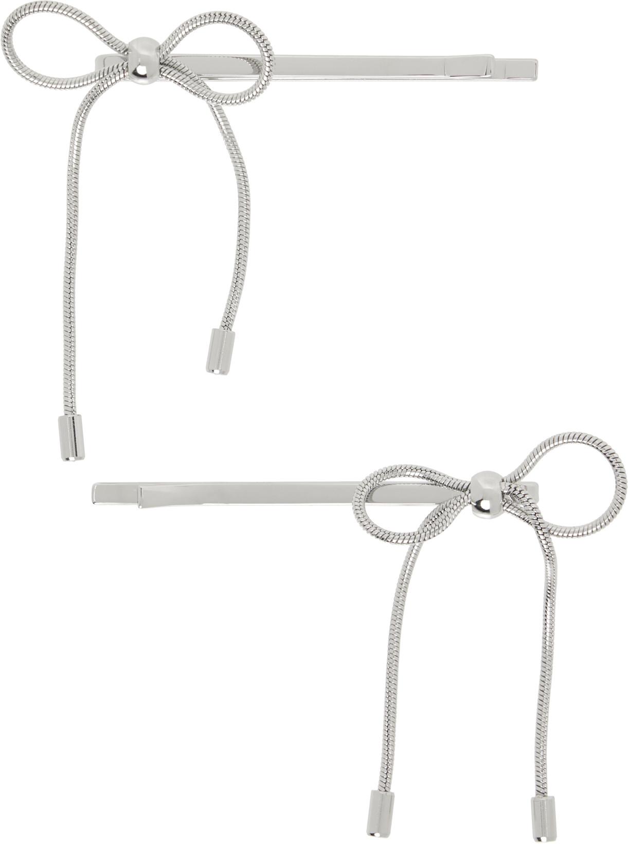 Silver Bow Hair Pins Set by MARLAND BACKUS