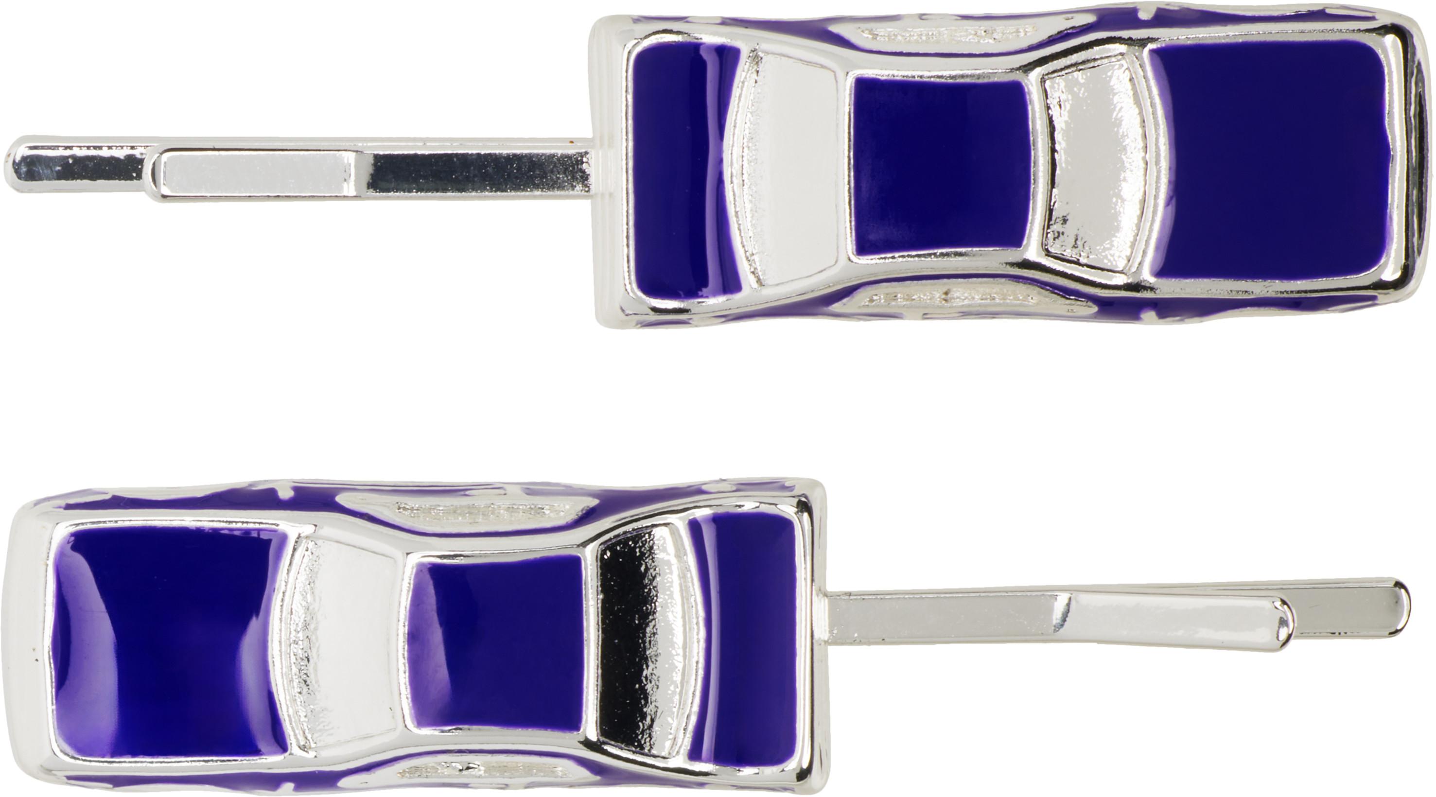 Silver & Navy Traffic Jam Hairpin Set by MARLAND BACKUS