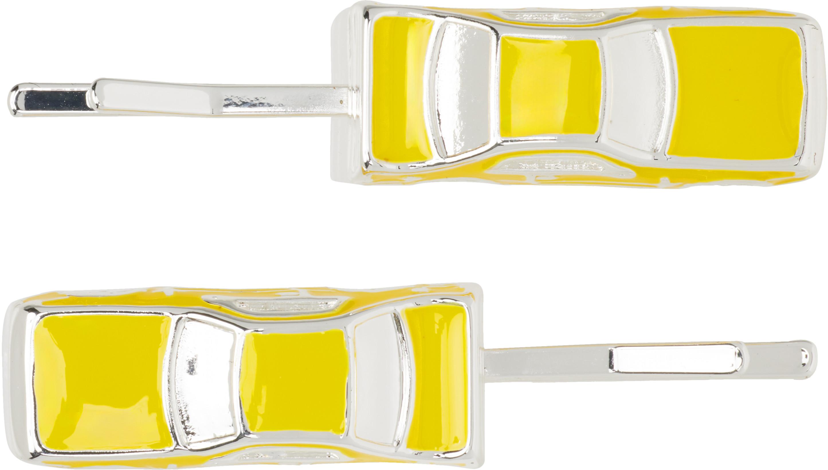 Silver & Yellow Traffic Jam Hairpin Set by MARLAND BACKUS