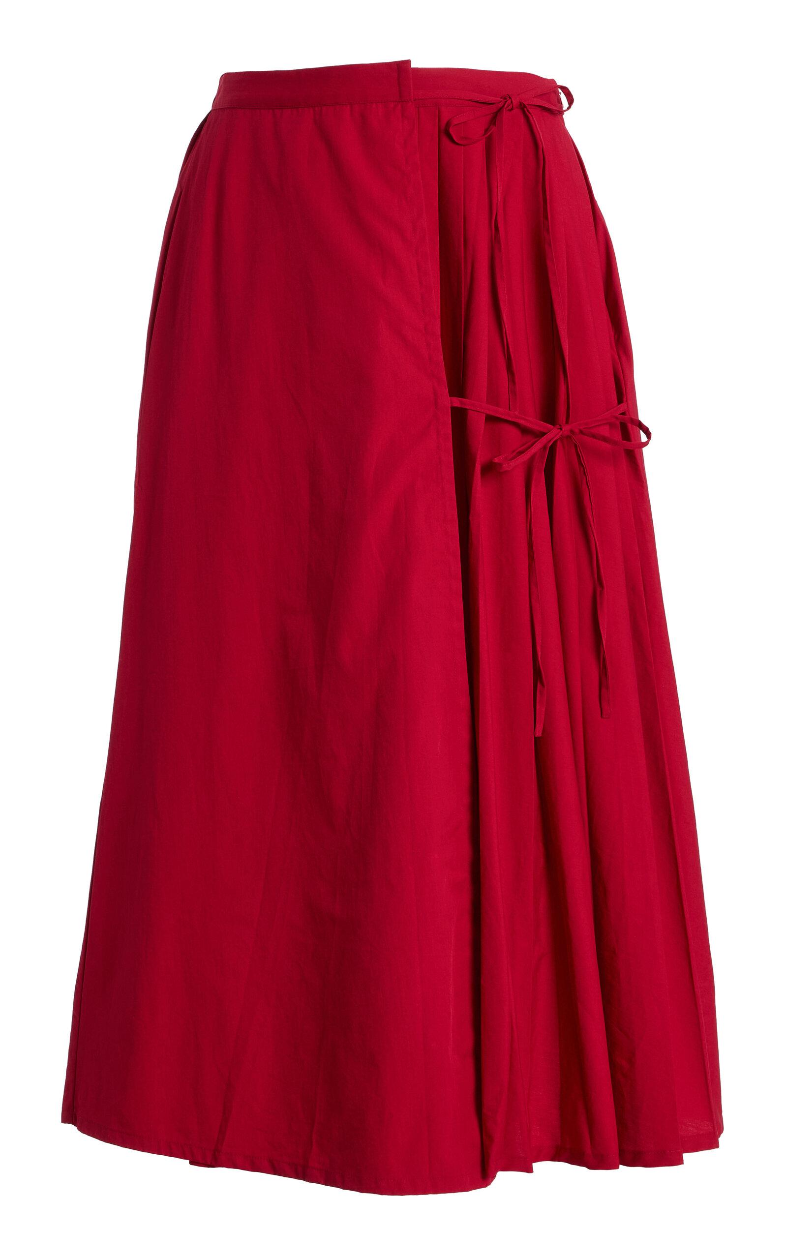 Marlies Grace Exclusiveouou Pleated Cotton Midi Skirt - Moda Operandi by MARLIES GRACE