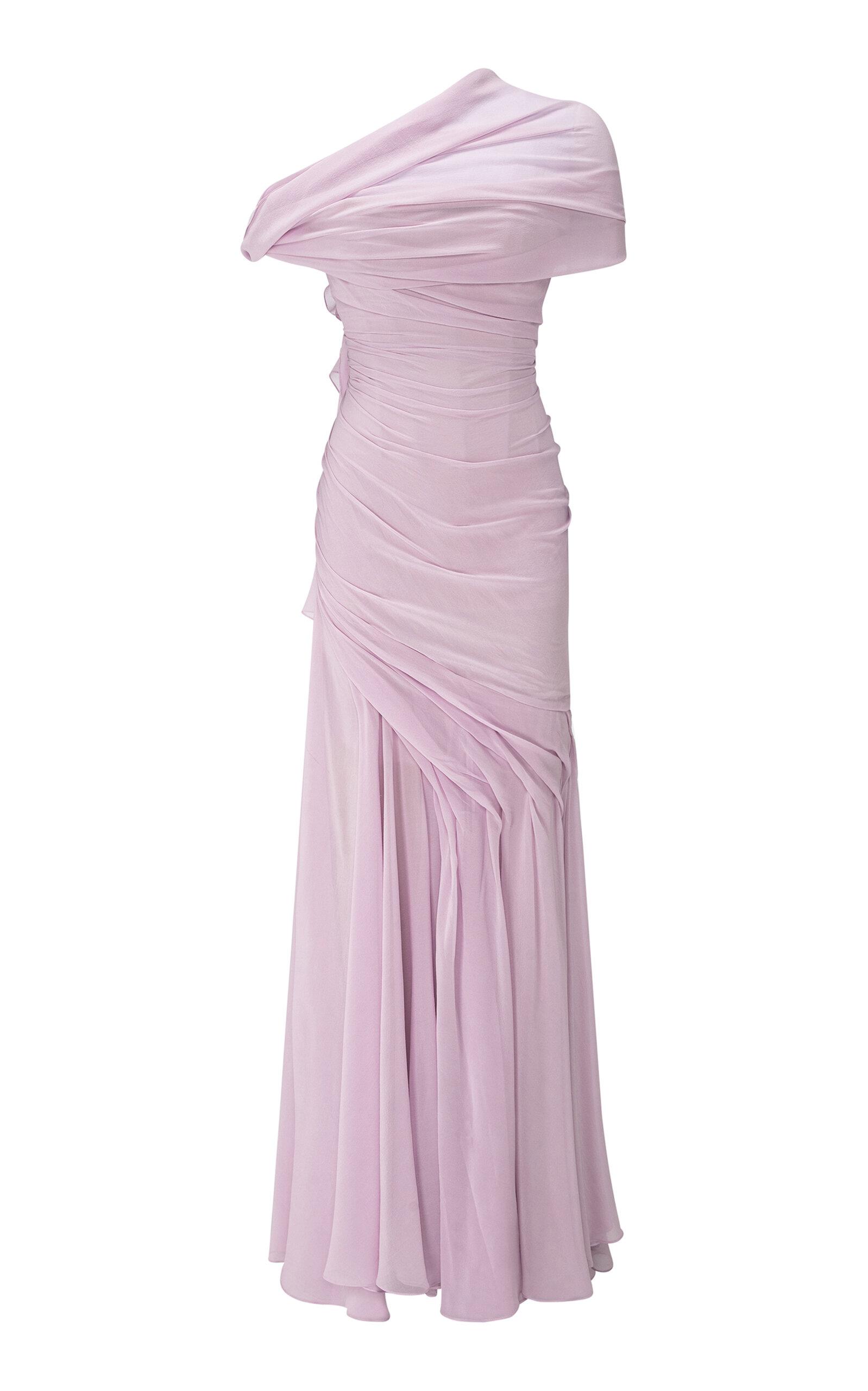 Marmar Halim Asymmetrical Draped Silk Chiffon Gown - Moda Operandi by MARMAR HALIM
