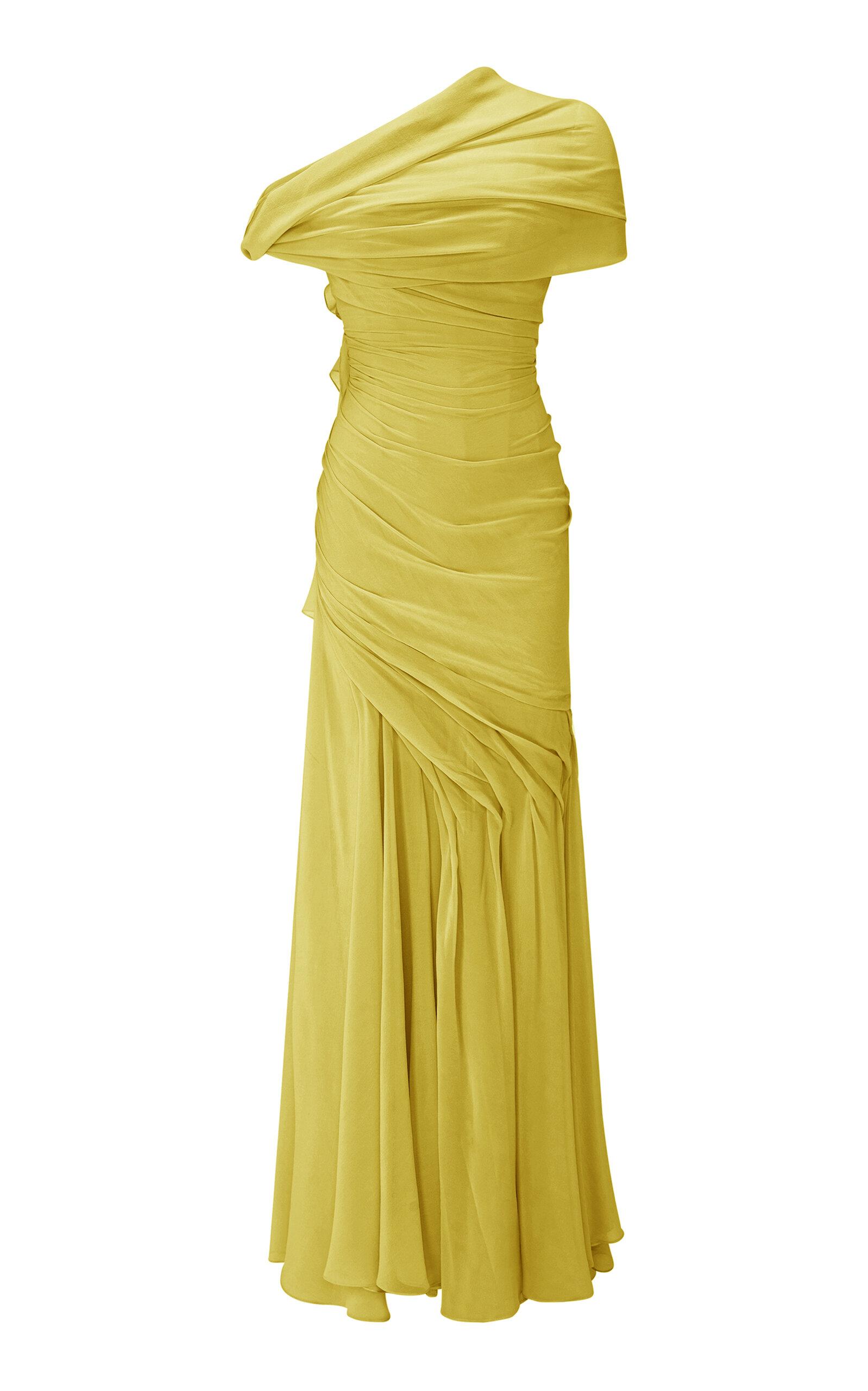 Marmar Halim Asymmetrical Draped Silk Chiffon Gown - Moda Operandi by MARMAR HALIM