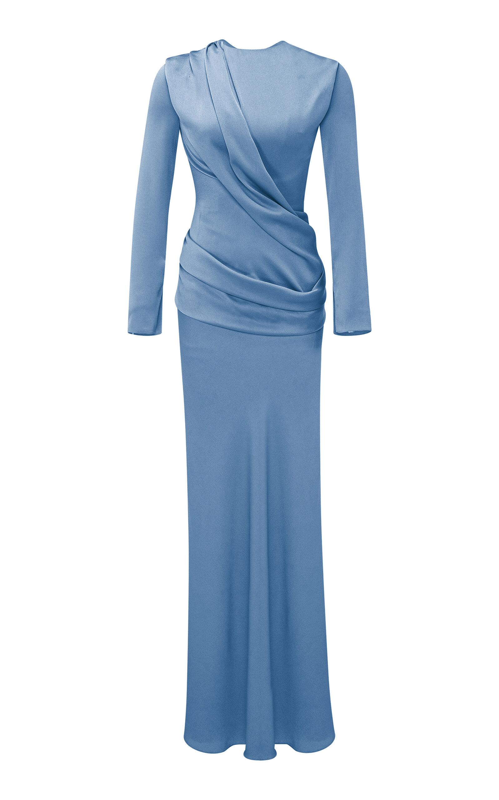 Marmar Halim High-Neck Draped Satin Gown - Moda Operandi by MARMAR HALIM