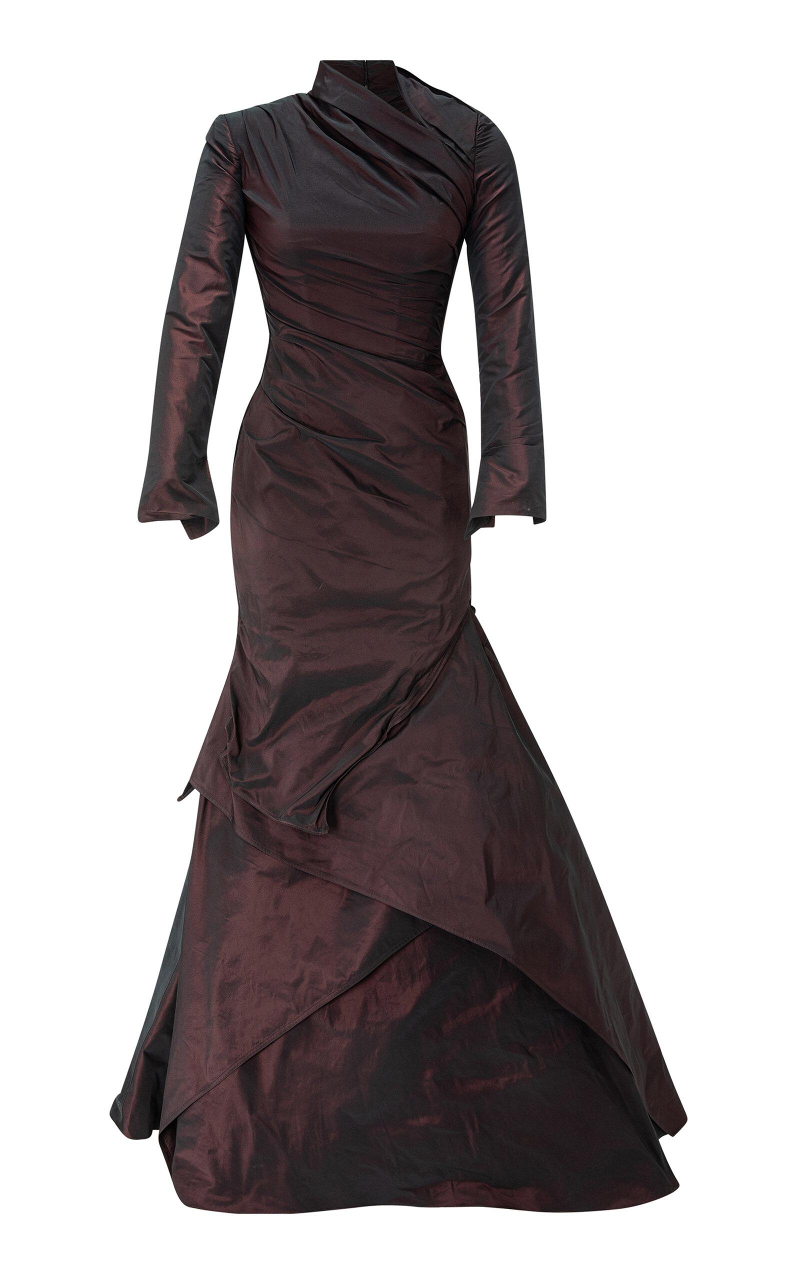 Marmar Halim High-Neck Draped Taffeta Gown - Moda Operandi by MARMAR HALIM