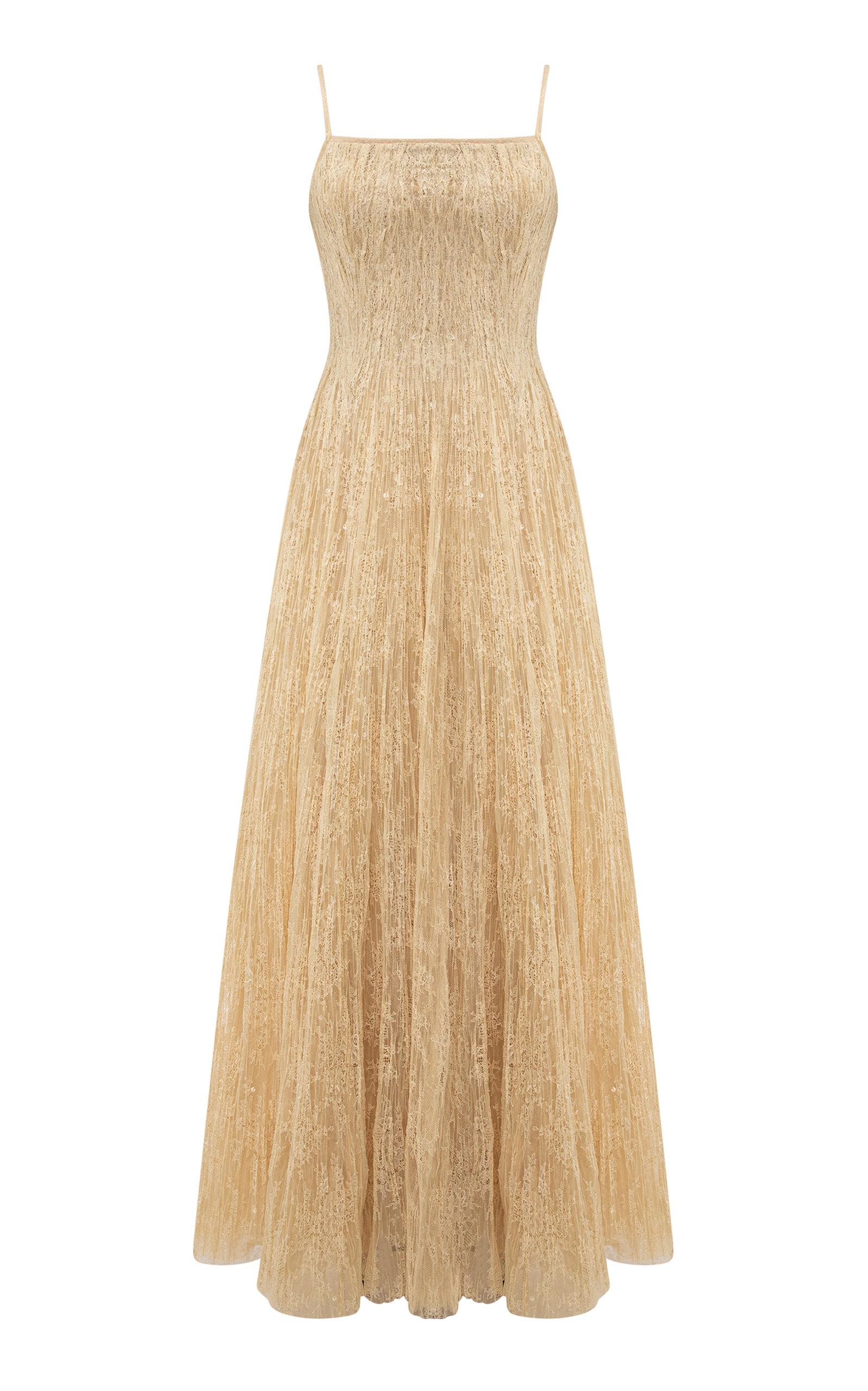 Marmar Halim Pleated Lace Maxi Dress - Moda Operandi by MARMAR HALIM