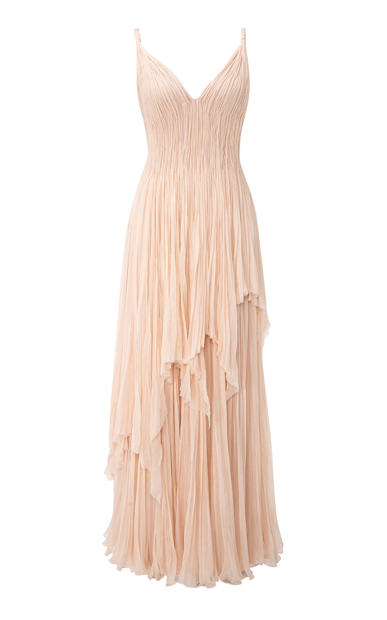 Marmar Halim Pleated Layered Silk Chiffon Maxi Dress - Moda Operandi by MARMAR HALIM