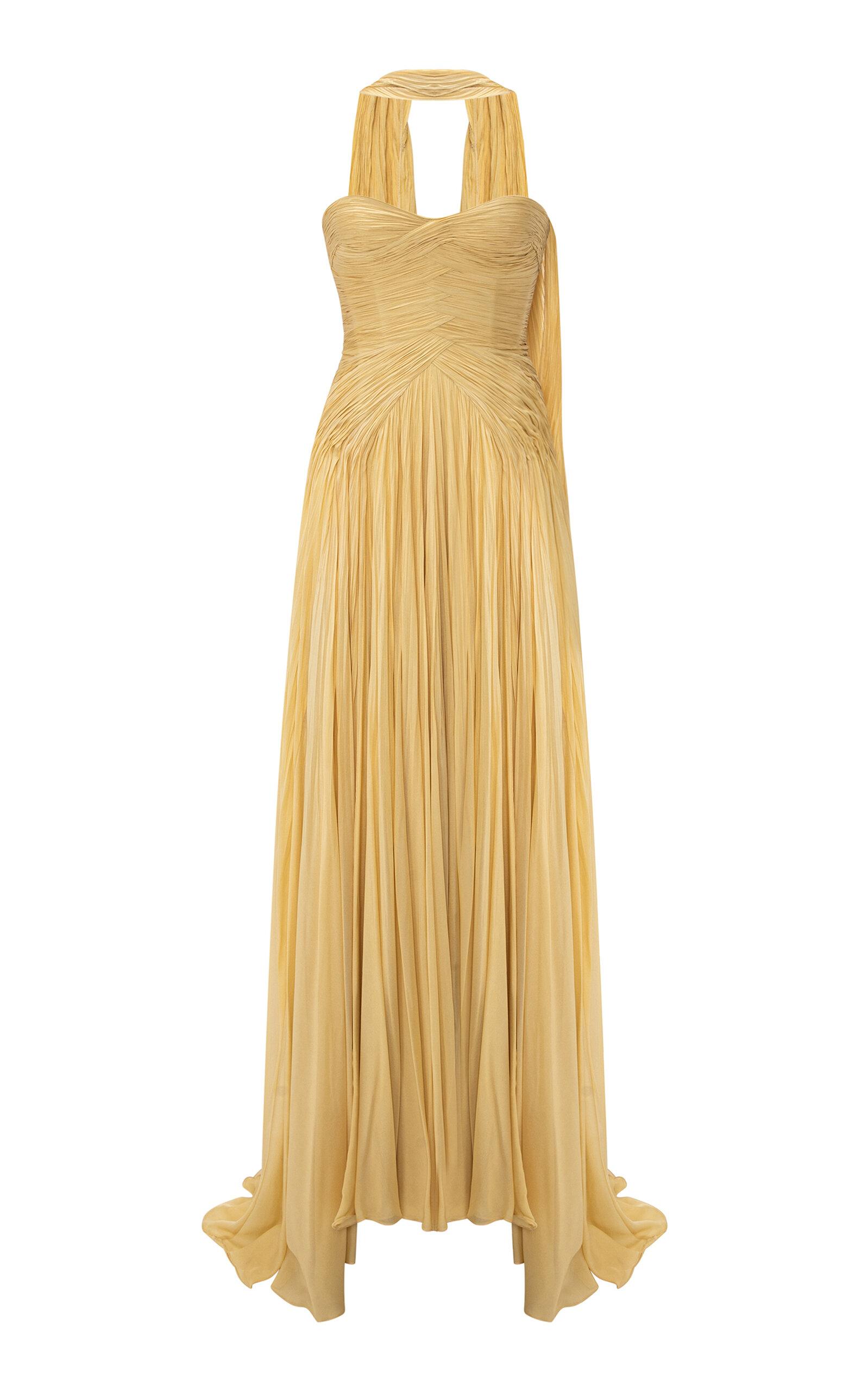 Marmar Halim Strapless Hand-Pleated Silk Chiffon Gown - Moda Operandi by MARMAR HALIM