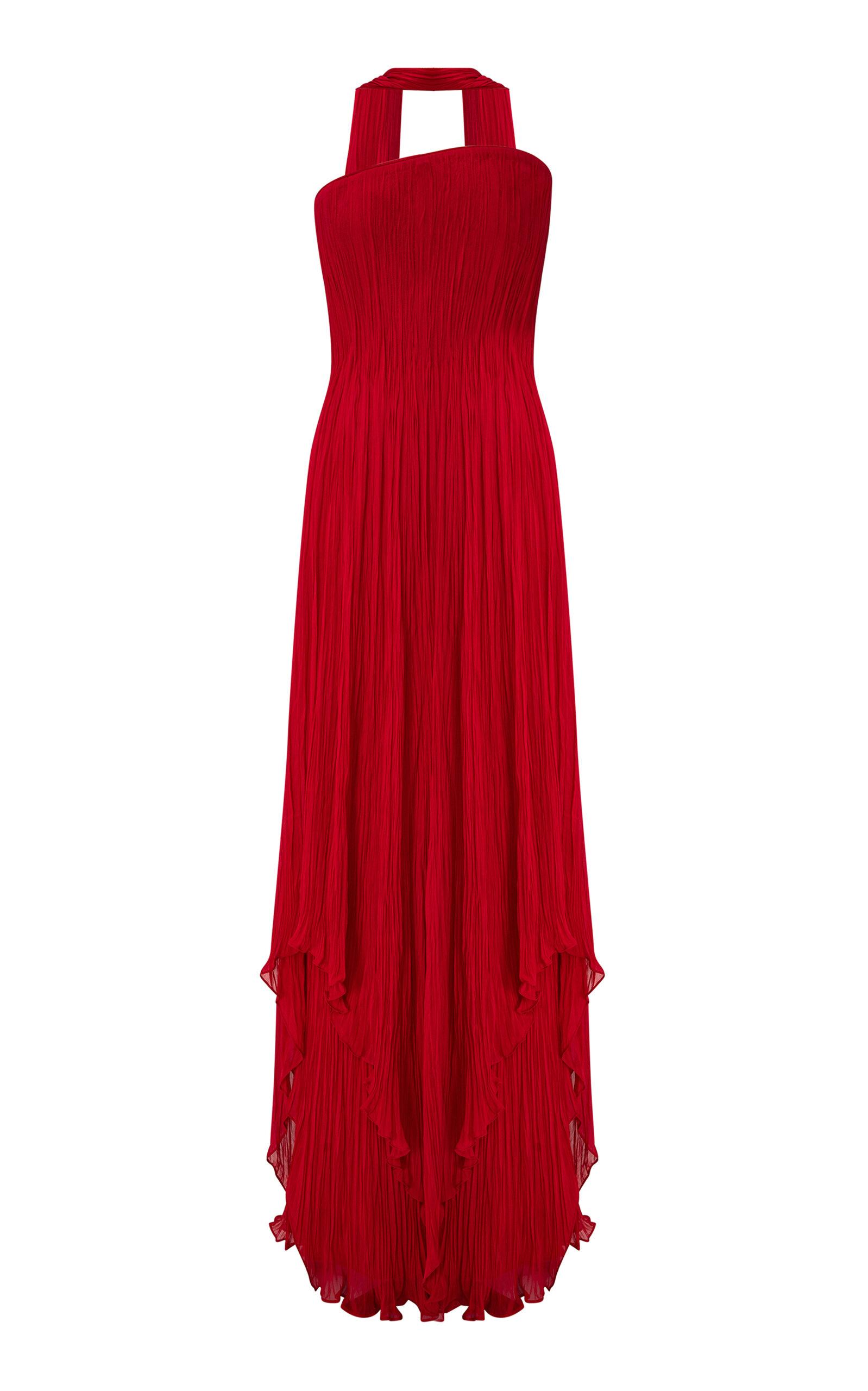 Marmar Halim Strapless Pleated Chiffon Gown With Scarf - Moda Operandi by MARMAR HALIM