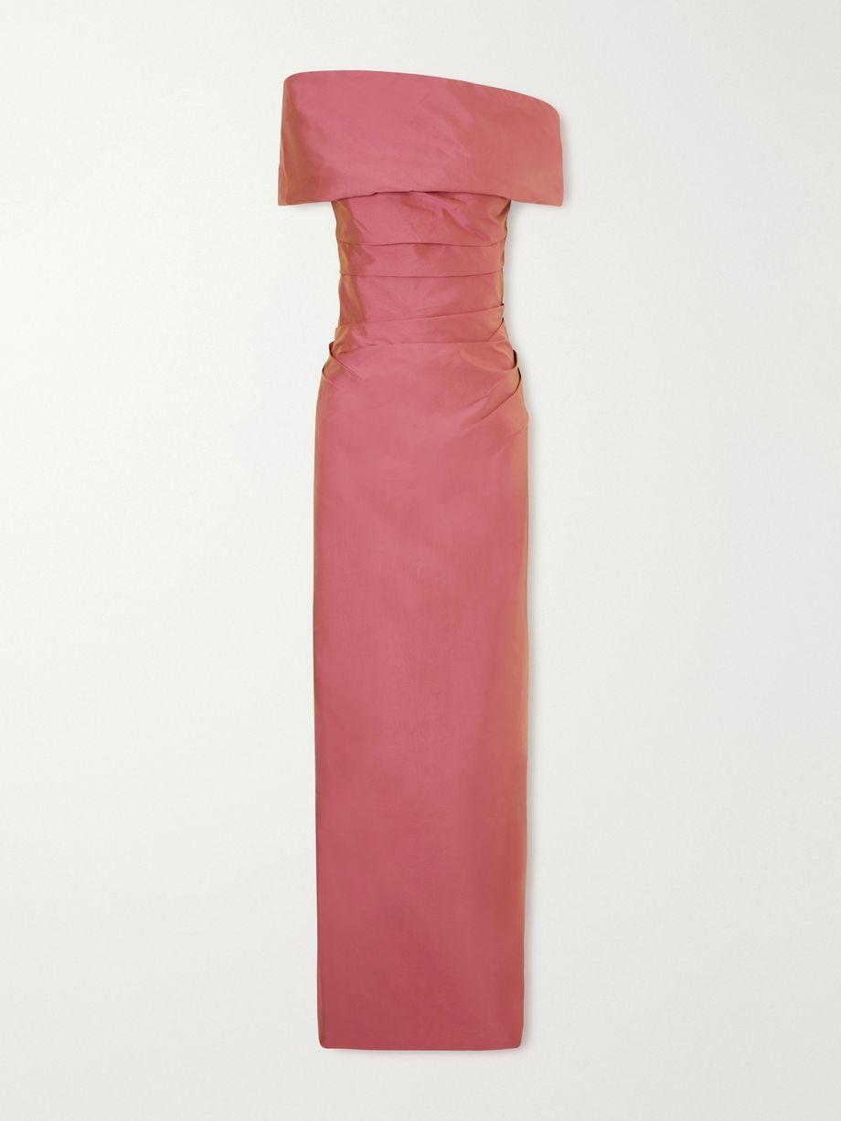 Off-shoulder gathered taffeta gown by MARMAR HALIM
