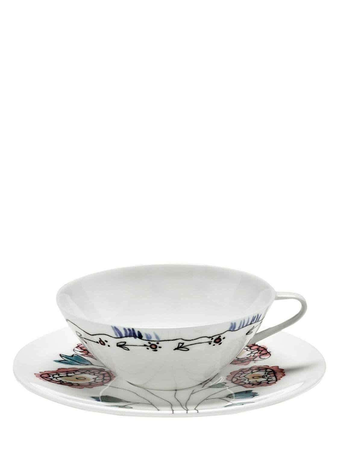 Set Of 2 Anemone Milk Cups & Saucers by MARNI BY SERAX