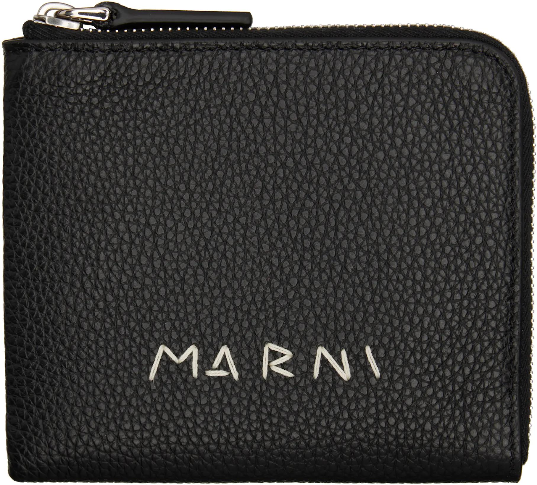 Black 'Marni Mending' Embroidery Zip-Around Wallet by MARNI