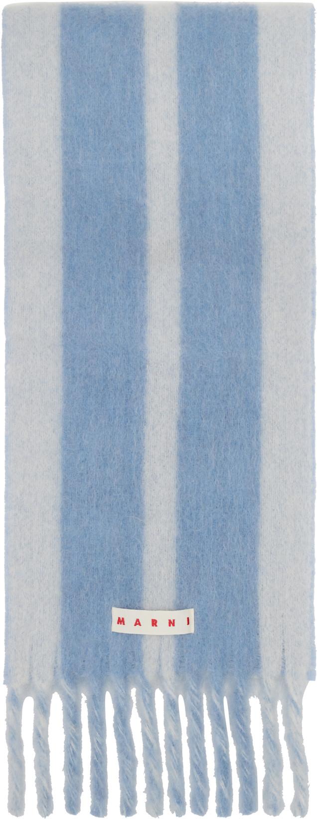 Blue Striped Alpaca Scarf by MARNI