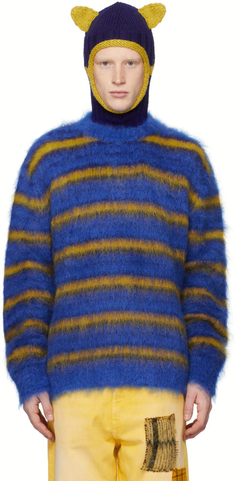 Blue & Yellow Striped Sweater by MARNI