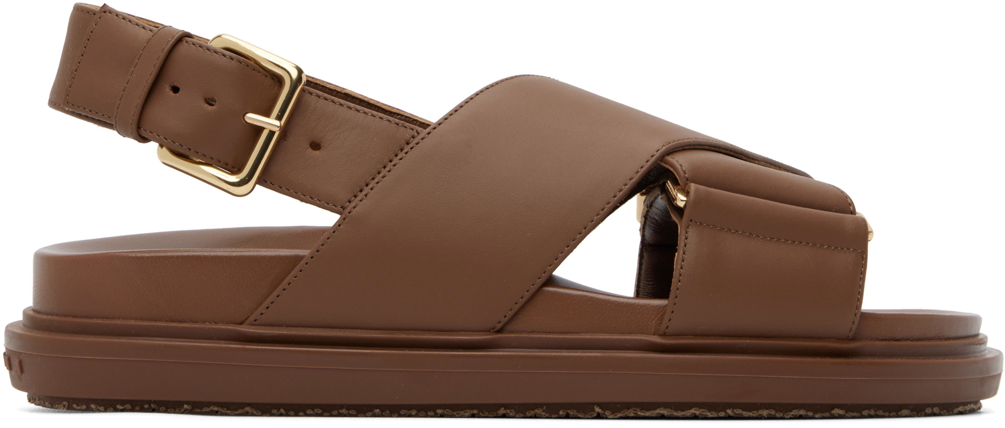 Brown Leather Fussbett Sandals by MARNI