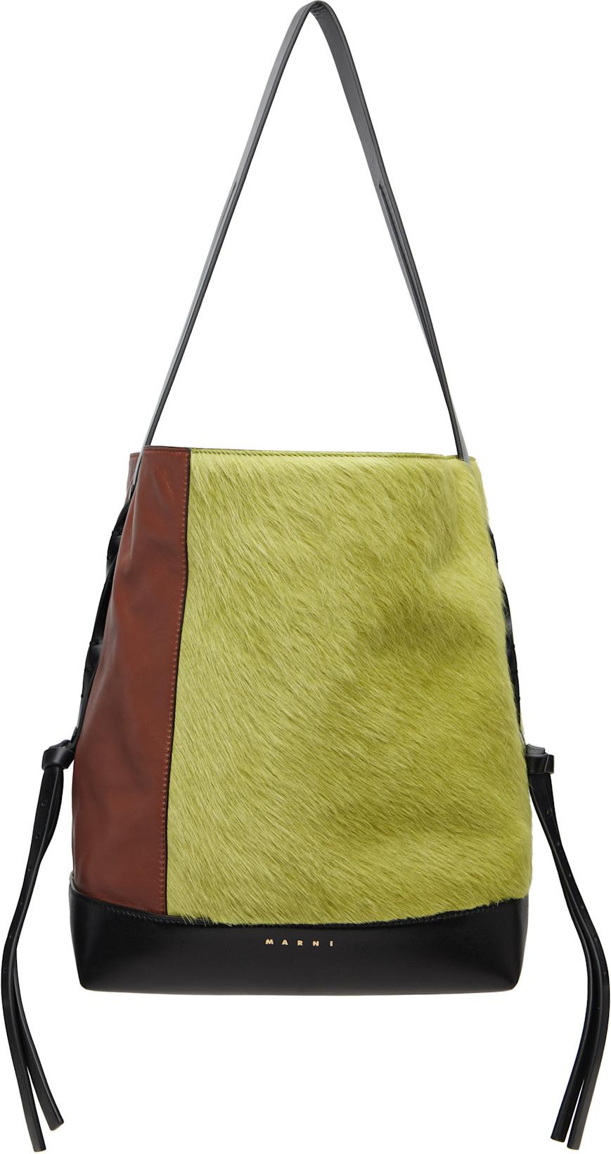 Brown & Green Leather Pod 2.0 Small Bag by MARNI