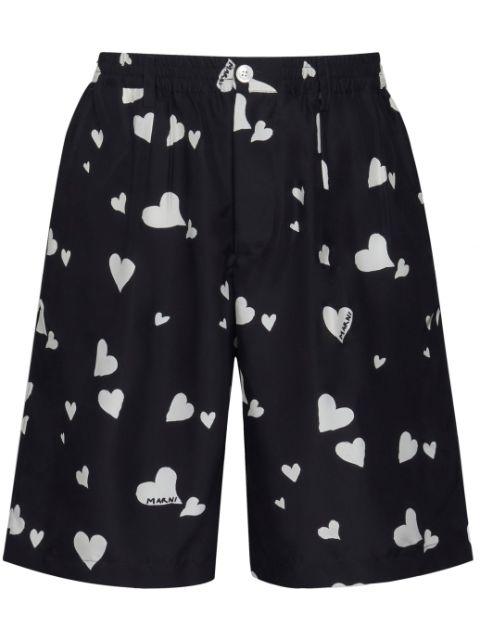 Bunch of Hearts silk shorts by MARNI