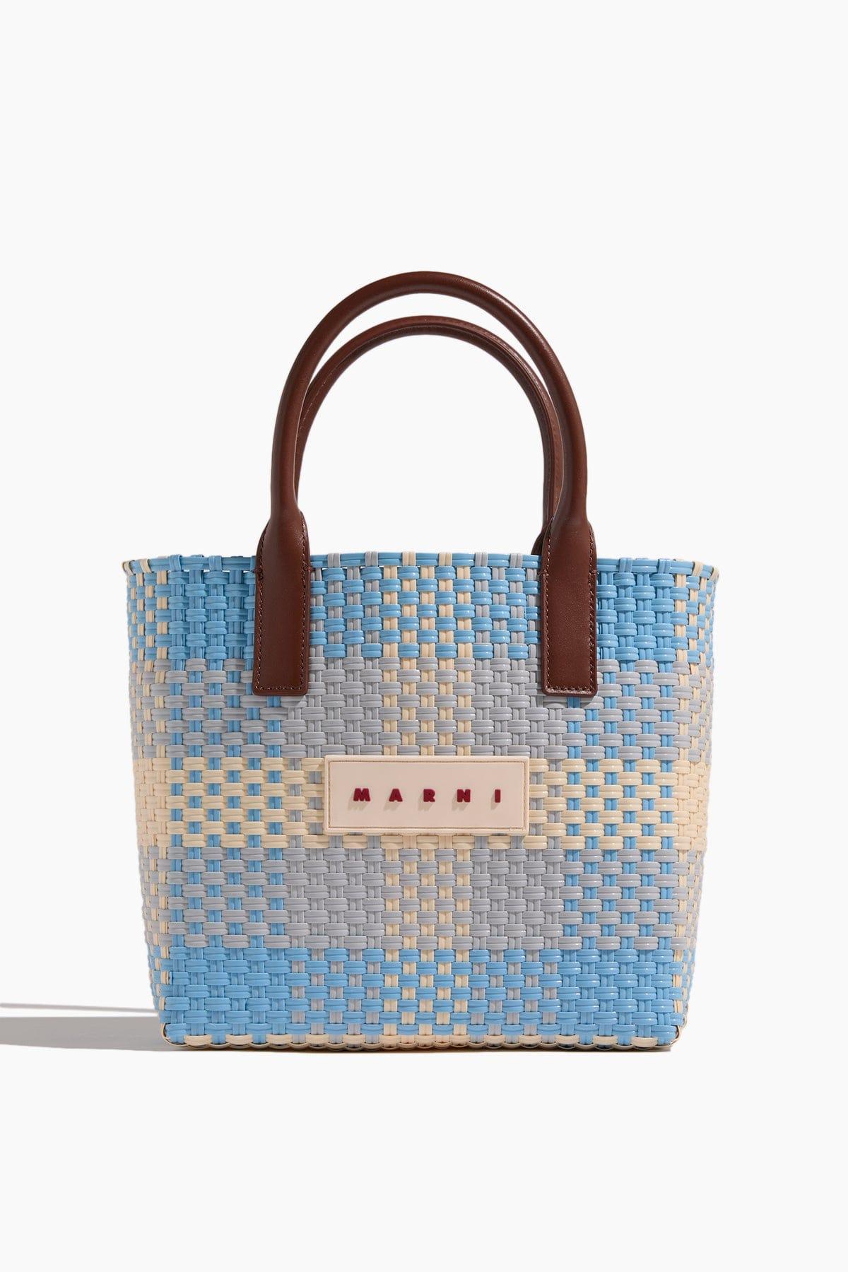 Check Tote Small in Lily White/Frost/Shadow by MARNI