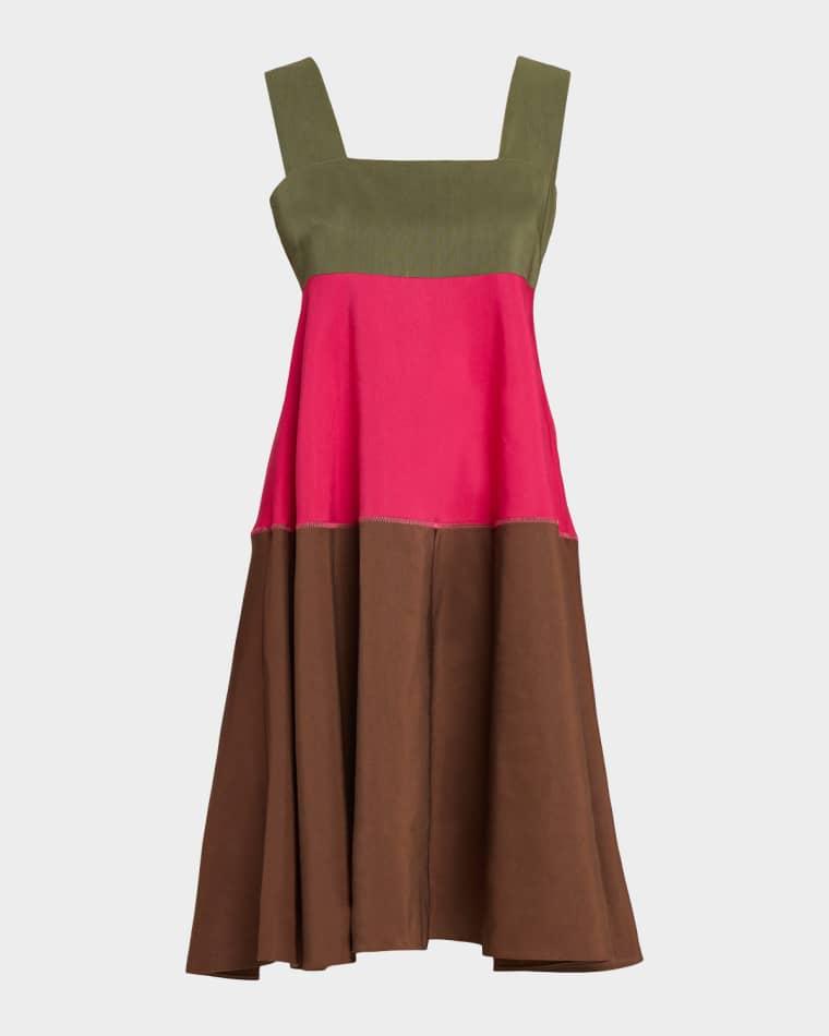 Colorblock Tiered Sleeveless Midi Dress by MARNI